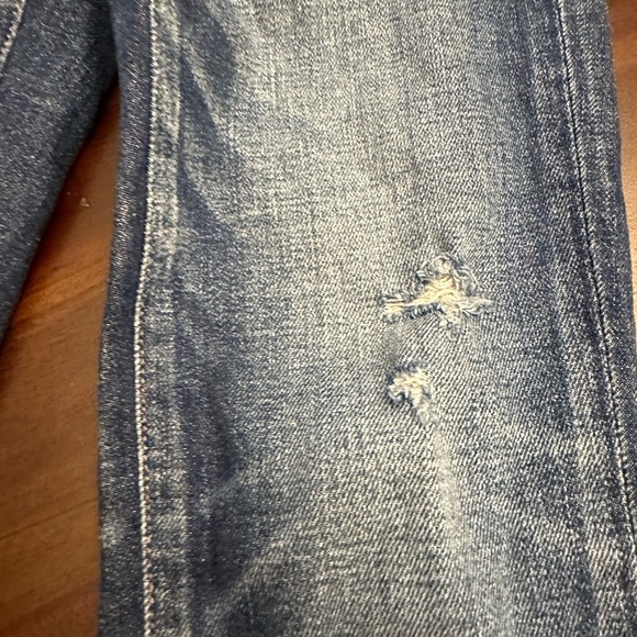 Moussy Howa Tapered Jeans Blue Button Fly Whiskering Raw Hem Distressed (J3) - Picture 8 of 14